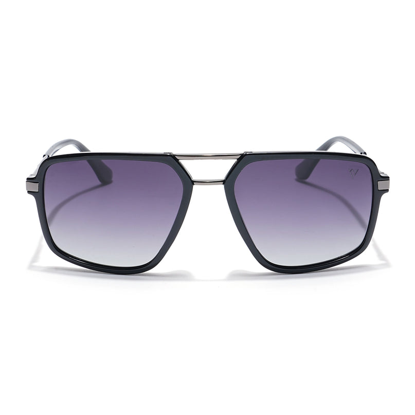 Voyage Select Wayfarer Polarized Sunglasses (Grey & Clear Lens | Shine Black Frame - SLPMG6209)