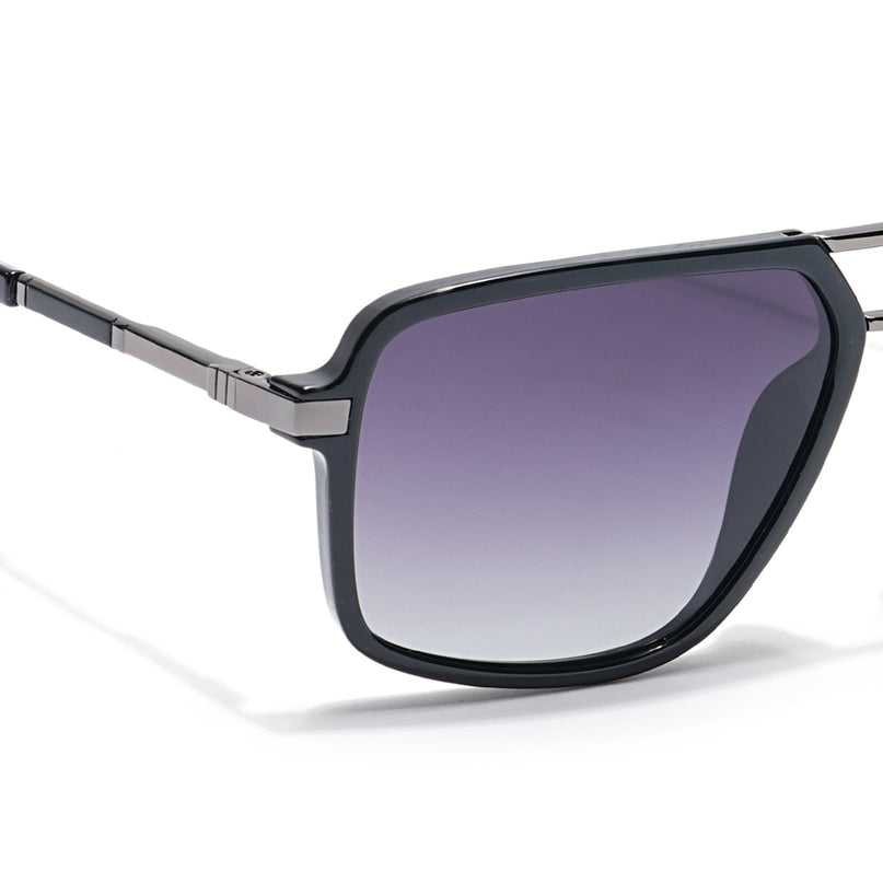Voyage Select Wayfarer Polarized Sunglasses (Grey & Clear Lens | Shine Black Frame - SLPMG6209)