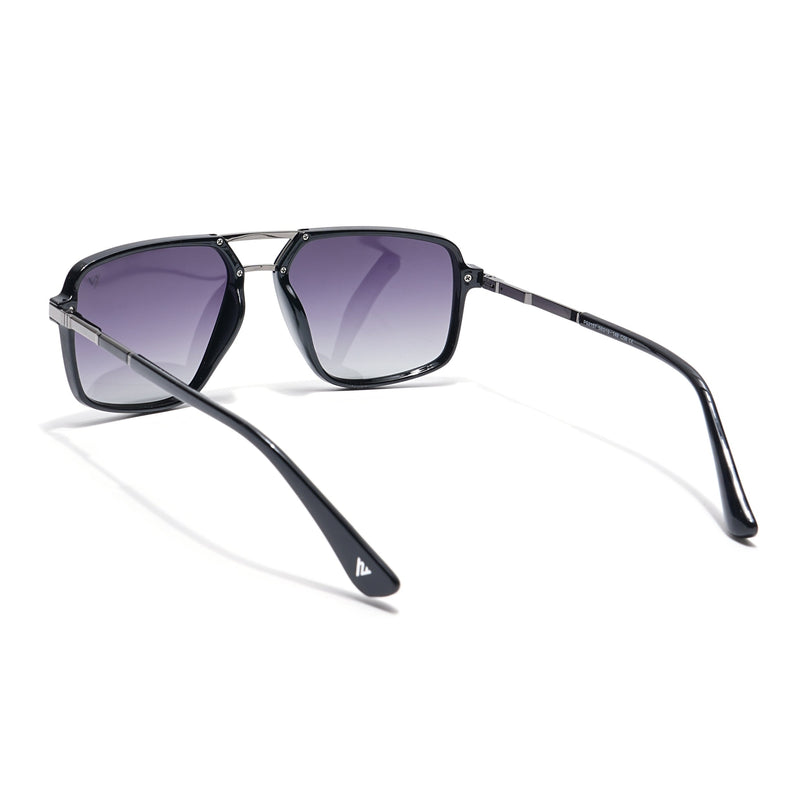 Voyage Select Wayfarer Polarized Sunglasses (Grey & Clear Lens | Shine Black Frame - SLPMG6209)
