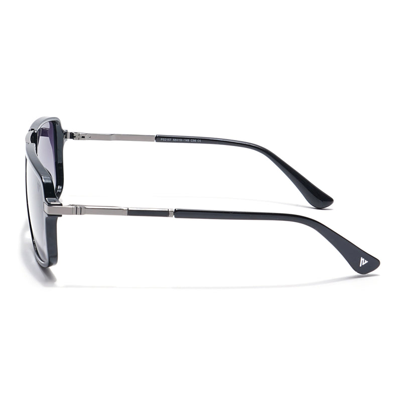Voyage Select Wayfarer Polarized Sunglasses (Grey & Clear Lens | Shine Black Frame - SLPMG6209)