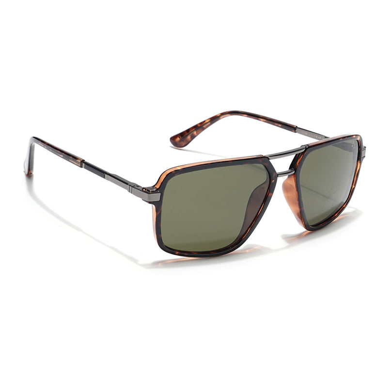 Voyage Select Wayfarer Polarized Sunglasses (Green Lens | Demi Brown Frame - SLPMG6211)