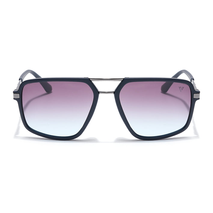 Voyage Select Wayfarer Polarized Sunglasses (Grey & Clear Lens | Navy Blue Frame - SLPMG6212)