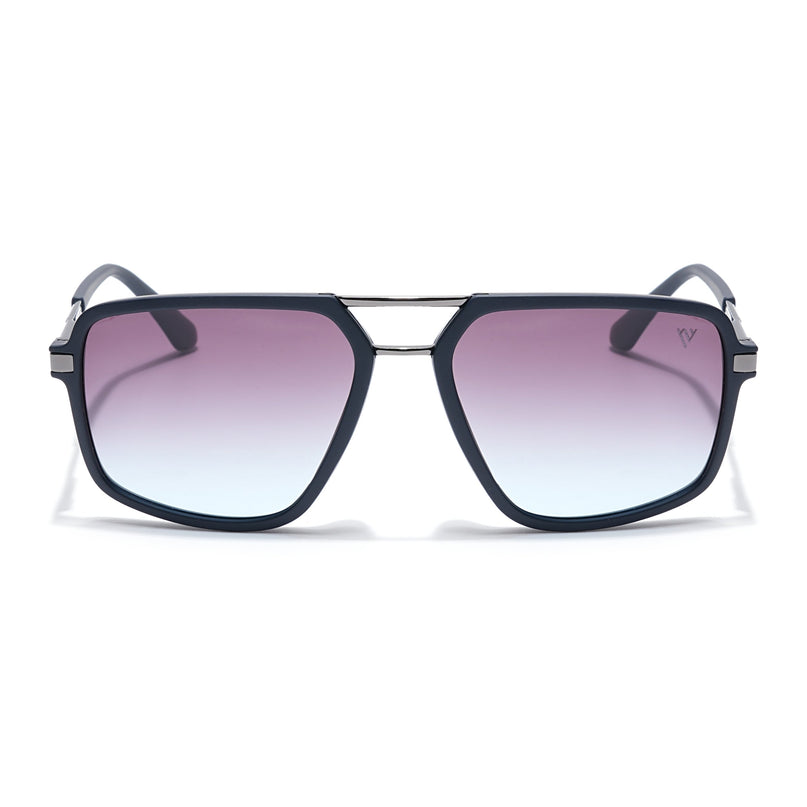 Voyage Select Wayfarer Polarized Sunglasses (Grey & Clear Lens | Navy Blue Frame - SLPMG6212)