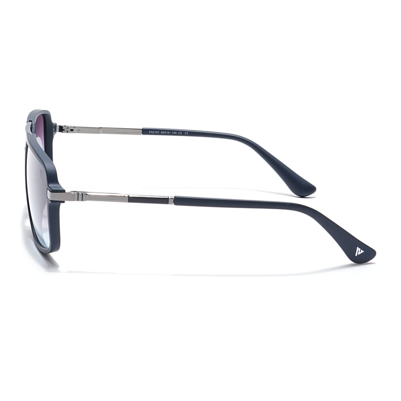 Voyage Select Wayfarer Polarized Sunglasses (Grey & Clear Lens | Navy Blue Frame - SLPMG6212)