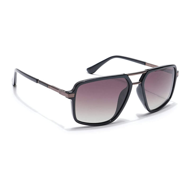 Voyage Select Wayfarer Polarized Sunglasses (Brown & Clear Lens | Shine Black Frame - SLPMG6213)