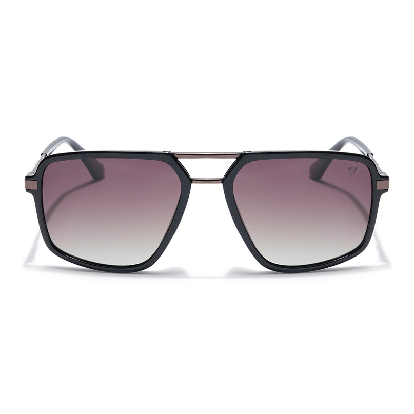 Voyage Select Wayfarer Polarized Sunglasses (Brown & Clear Lens | Shine Black Frame - SLPMG6213)