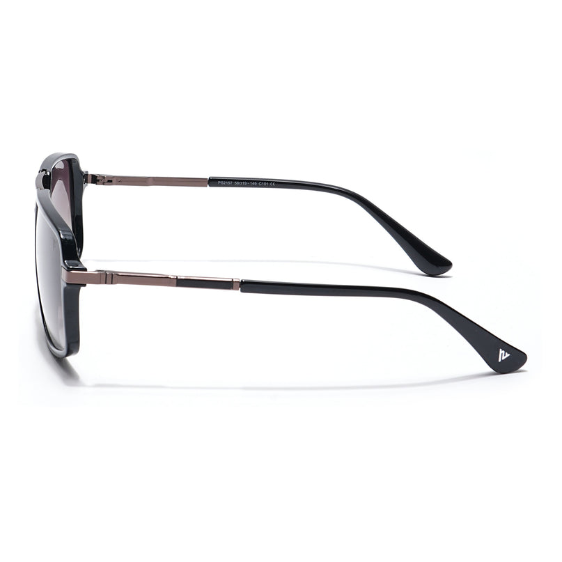 Voyage Select Wayfarer Polarized Sunglasses (Brown & Clear Lens | Shine Black Frame - SLPMG6213)