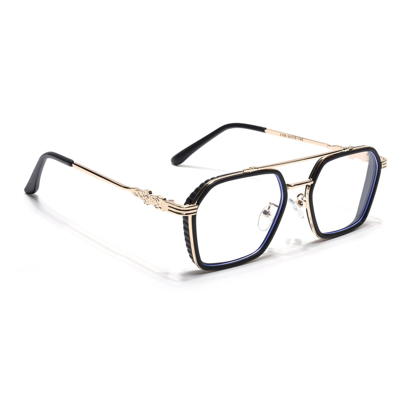 Voyage Black & Golden Wayfarer Eyeglasses for Men & Women - MG5261-C2