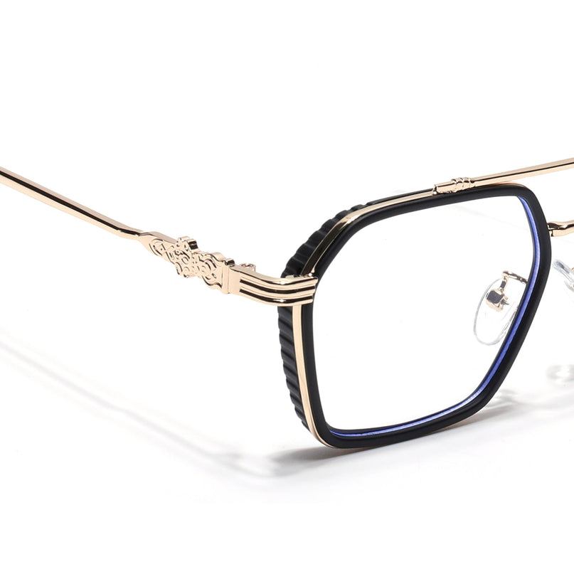 Voyage Black & Golden Wayfarer Eyeglasses for Men & Women - MG5261-C2