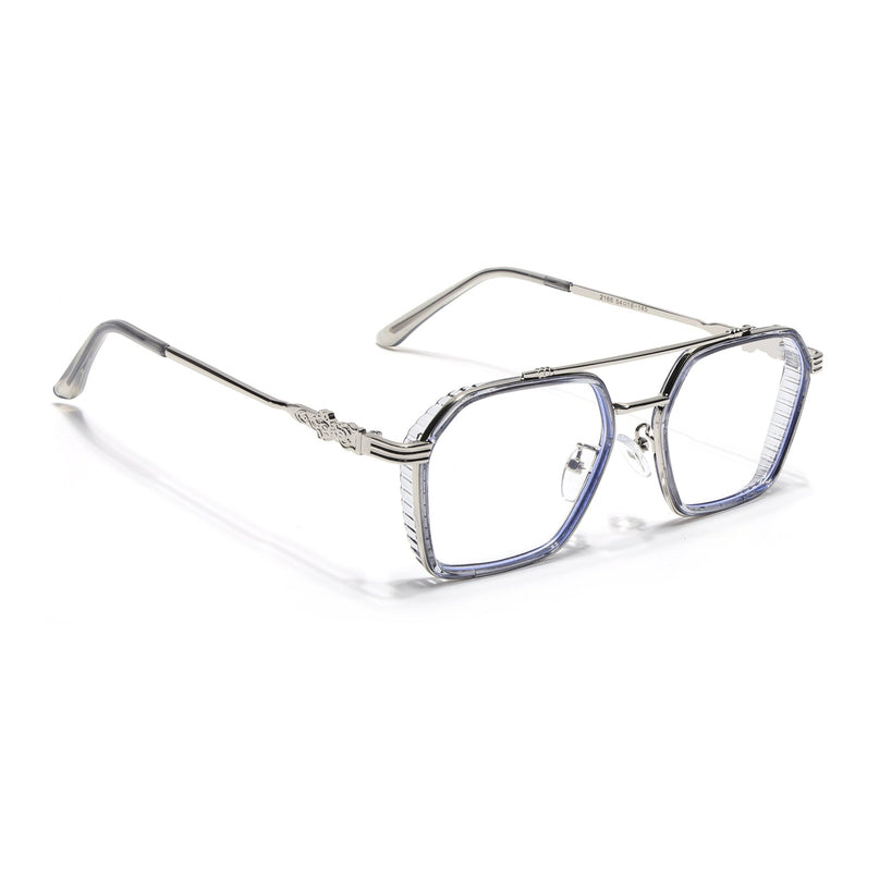 Voyage Grey & Silver Wayfarer Eyeglasses for Men & Women - MG5263-C4