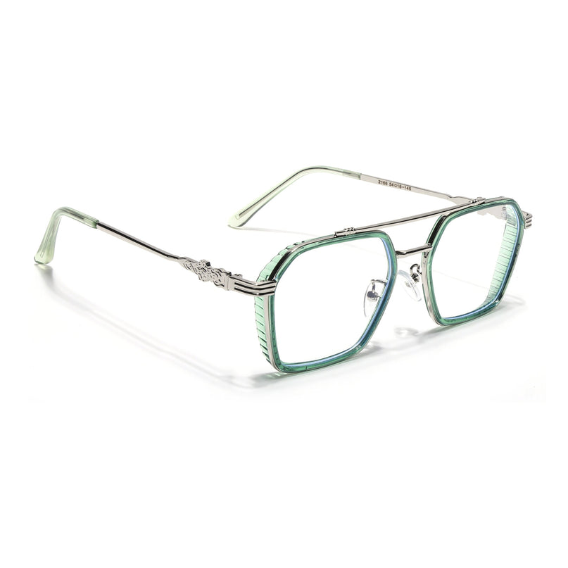 Voyage Green & Silver Wayfarer Eyeglasses for Men & Women - MG5264-C5