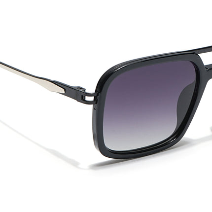Voyage Select Wayfarer Polarized Sunglasses (Grey & Clear Lens | Shine Black Frame - SLPMG6301)