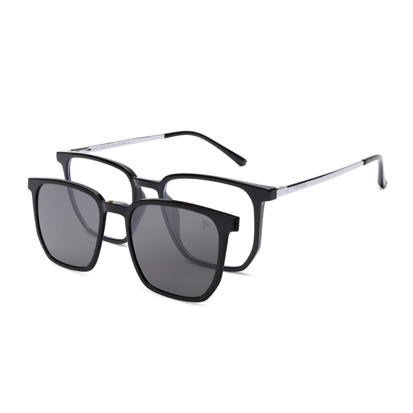 Wayfarer Black Clip-On Polarized Sunglasses - PMG4657