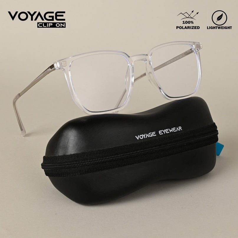 Transparent Wayfarer Clip-On Polarized Sunglasses - PMG4658