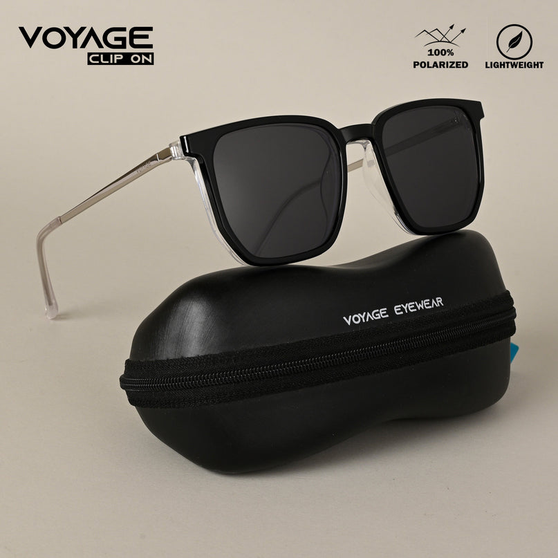 Transparent Wayfarer Clip-On Polarized Sunglasses - PMG4658