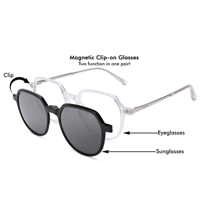Transparent Wayfarer Clip-On Polarized Sunglasses - PMG4660