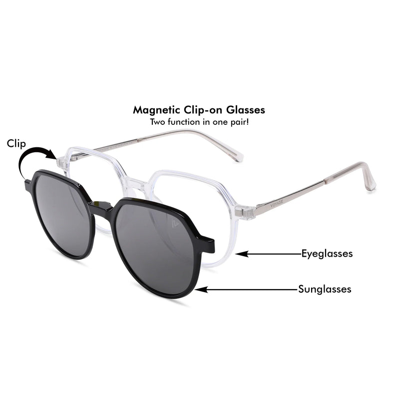 Transparent Wayfarer Clip-On Polarized Sunglasses - PMG4660