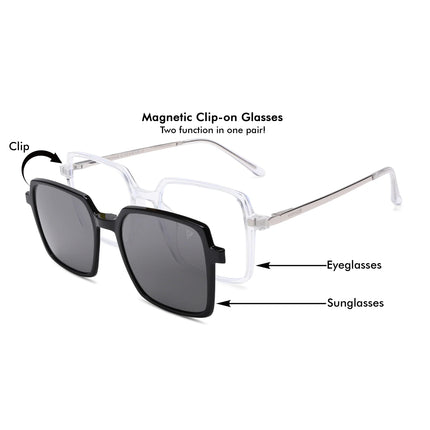 Transparent Wayfarer Clip-On Polarized Sunglasses - PMG4662