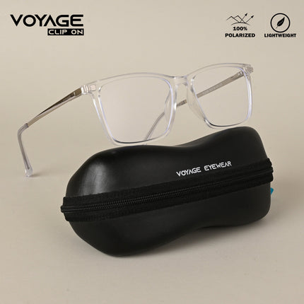 Transparent Wayfarer Clip-On Polarized Sunglasses - PMG4666