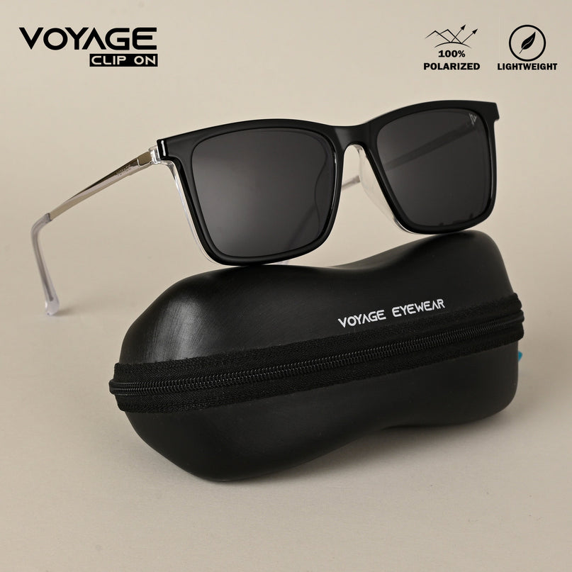 Transparent Wayfarer Clip-On Polarized Sunglasses - PMG4666