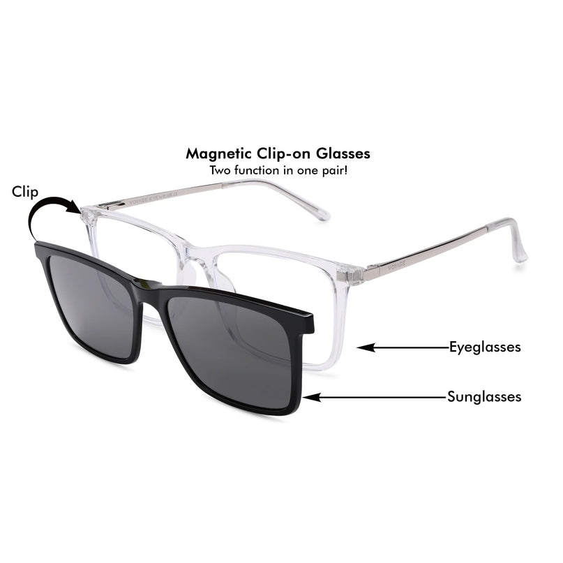 Transparent Wayfarer Clip-On Polarized Sunglasses - PMG4666