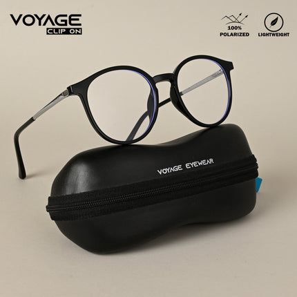 Black Round Clip-On Polarized Sunglasses - PMG4667
