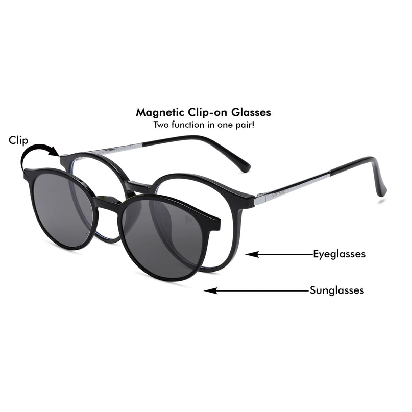 Black Round Clip-On Polarized Sunglasses - PMG4667