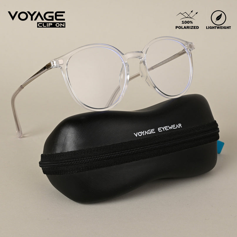 Transparent Round Clip-On Polarized Sunglasses - PMG4668