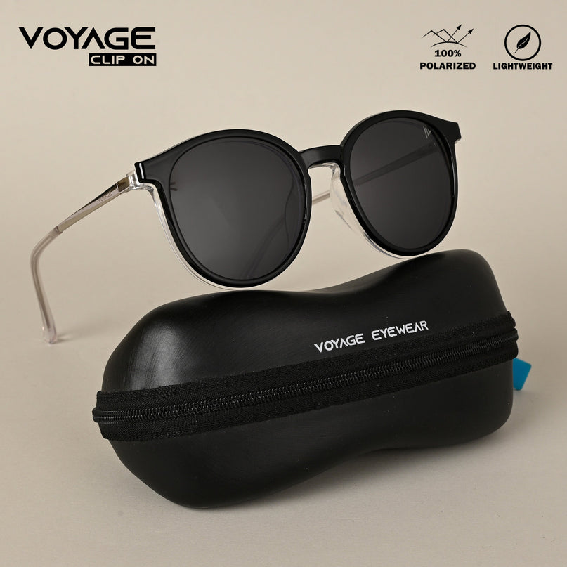Transparent Round Clip-On Polarized Sunglasses - PMG4668