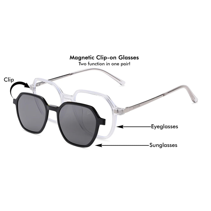 Transparent Wayfarer Clip-On Polarized Sunglasses - PMG4670