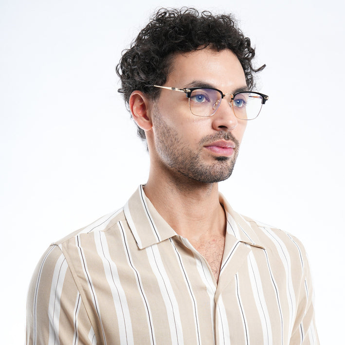 Voyage Golden & Black Square Eyeglasses for Men & Women - MG5084-C1