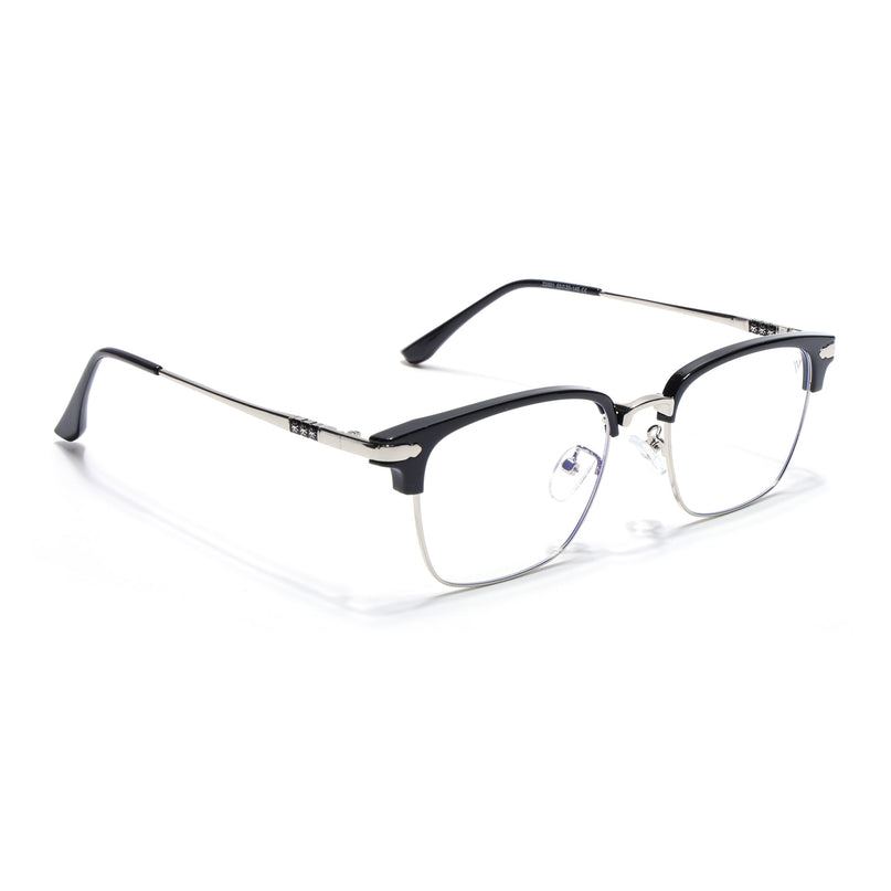 Voyage Silver & Black Square Eyeglasses for Men & Women - MG5085-C2