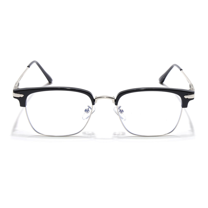 Voyage Silver & Black Square Eyeglasses for Men & Women - MG5085-C2