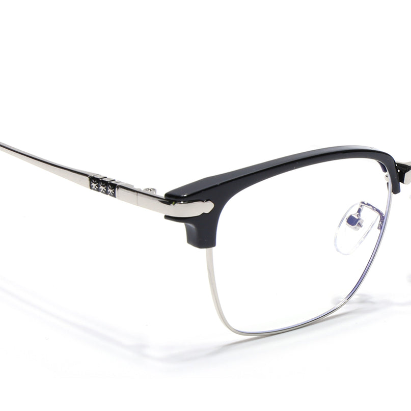 Voyage Silver & Black Square Eyeglasses for Men & Women - MG5085-C2
