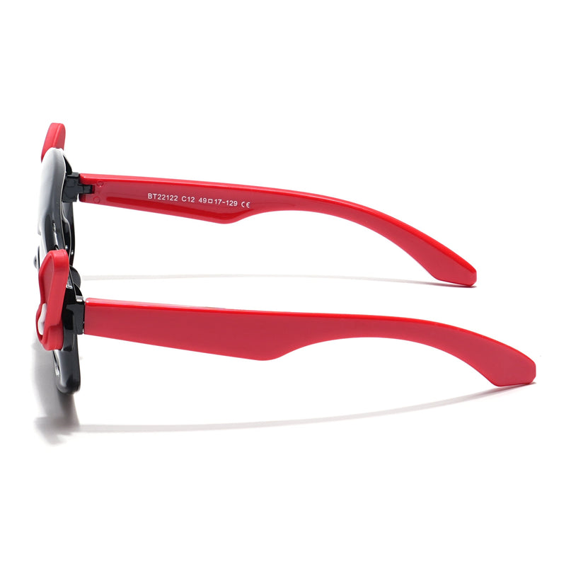 Wrap Around Polarized Sunglasses for Kids -6 yrs To 12 yrs (Black Lens | Black & Red Frame - PMG6084)