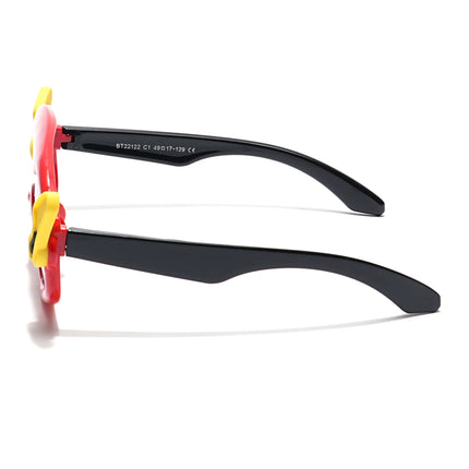Wrap Around Polarized Sunglasses for Kids -6 yrs To 12 yrs (Black Lens | Red & Yellow Frame - PMG6085)