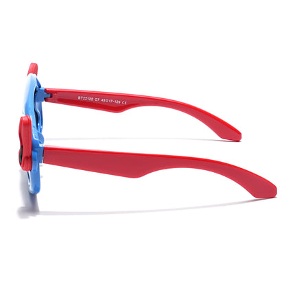 Wrap Around Polarized Sunglasses for Kids -6 yrs To 12 yrs (Black Lens | Blue & Red Frame - PMG6086)
