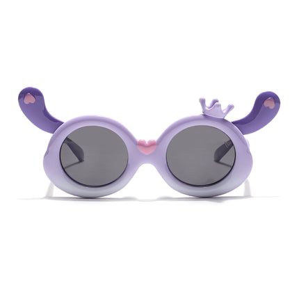Round Polarized Sunglasses for Kids -6 yrs To 12 yrs (Black Lens | Light Purple Frame - PMG6090)