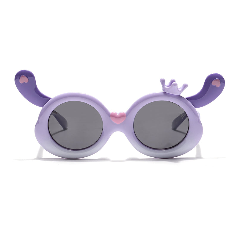 Round Polarized Sunglasses for Kids -6 yrs To 12 yrs (Black Lens | Light Purple Frame - PMG6090)