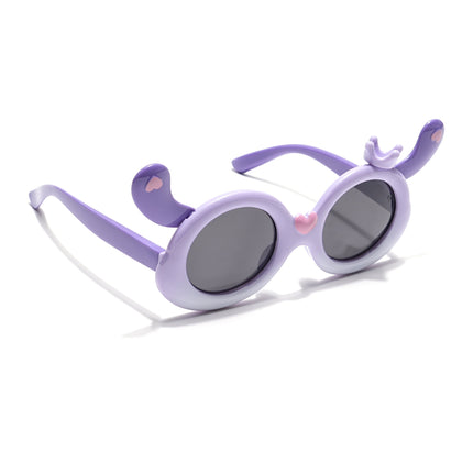 Round Polarized Sunglasses for Kids -6 yrs To 12 yrs (Black Lens | Light Purple Frame - PMG6090)
