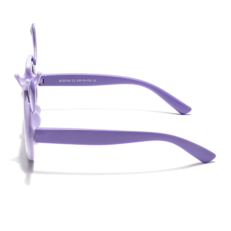 Round Polarized Sunglasses for Kids -6 yrs To 12 yrs (Black Lens | Light Purple Frame - PMG6090)