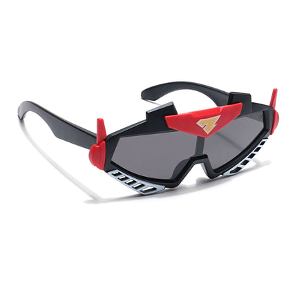 Wrap Around Polarized Sunglasses for Kids -6 yrs To 12 yrs (Black Lens | Black & Red Frame - PMG6080)