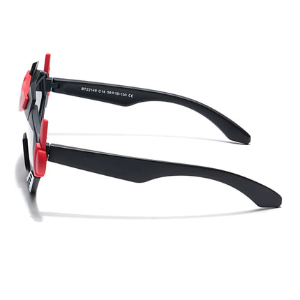 Wrap Around Polarized Sunglasses for Kids -6 yrs To 12 yrs (Black Lens | Black & Red Frame - PMG6080)