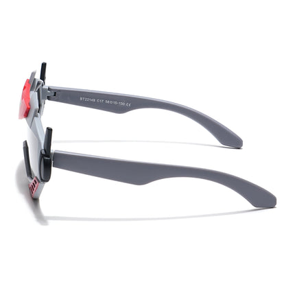 Wrap Around Polarized Sunglasses for Kids -6 yrs To 12 yrs (Black Lens | Grey & Red Frame - PMG6081)