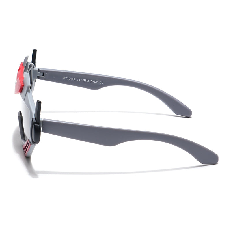 Wrap Around Polarized Sunglasses for Kids -6 yrs To 12 yrs (Black Lens | Grey & Red Frame - PMG6081)
