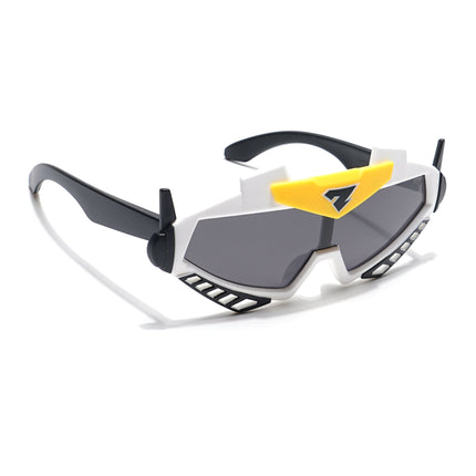 Wrap Around Polarized Sunglasses for Kids -6 yrs To 12 yrs (Black Lens | White & Black Frame - PMG6083)