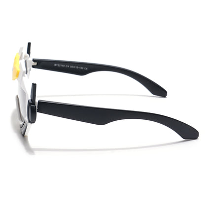 Wrap Around Polarized Sunglasses for Kids -6 yrs To 12 yrs (Black Lens | White & Black Frame - PMG6083)