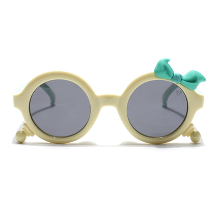 Round Polarized Sunglasses for Kids -6 yrs To 12 yrs (Black Lens | Yellow Frame - PMG6094)
