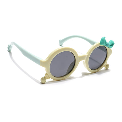 Round Polarized Sunglasses for Kids -6 yrs To 12 yrs (Black Lens | Yellow Frame - PMG6094)