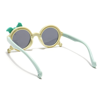 Round Polarized Sunglasses for Kids -6 yrs To 12 yrs (Black Lens | Yellow Frame - PMG6094)
